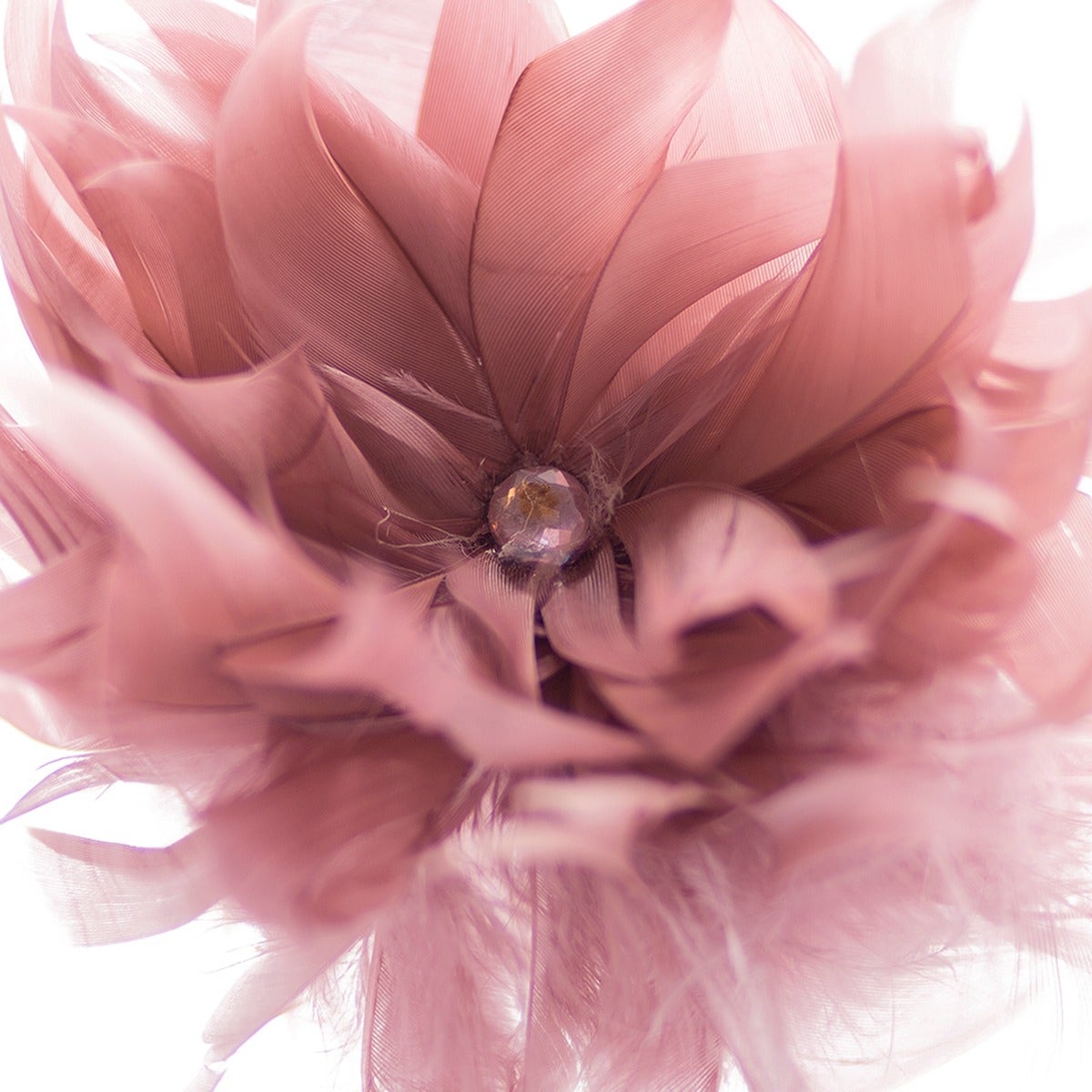 Goose/Turkey/Ostrich Feather Floral Pick w/Rhinestone Rose - Feathers