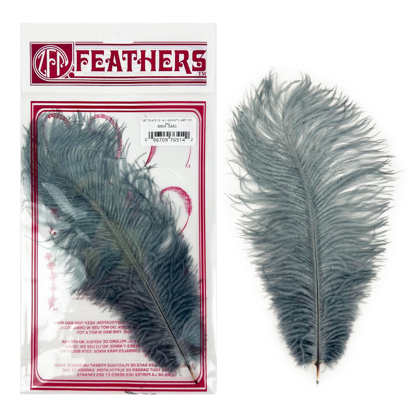 Ostrich Feathers 9-12" Drabs - Gun Metal Grey