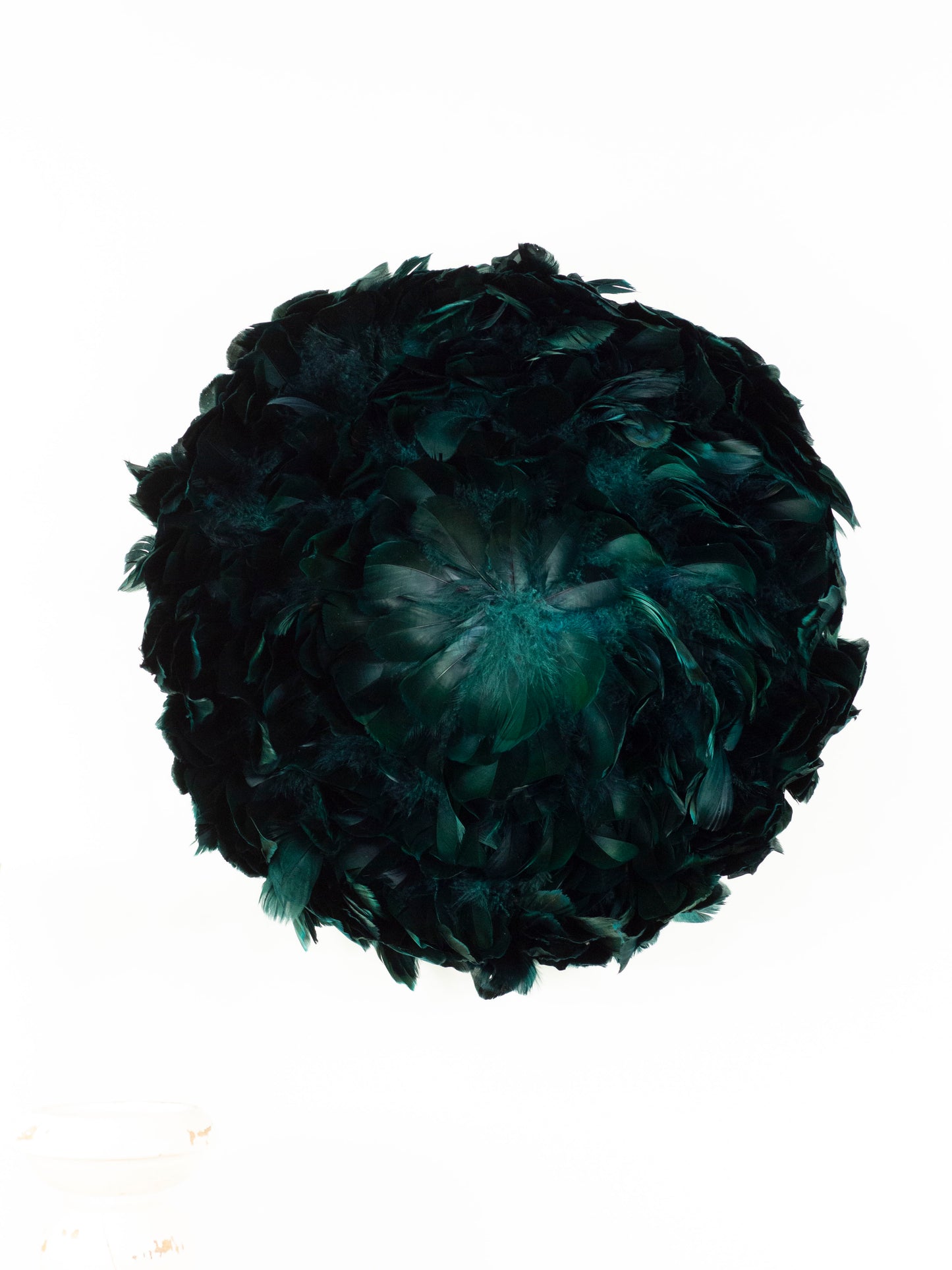 Juju Hat Nagoire Feather Wall Art 16 inch Wood Base   24-26 inch DIA --Teal