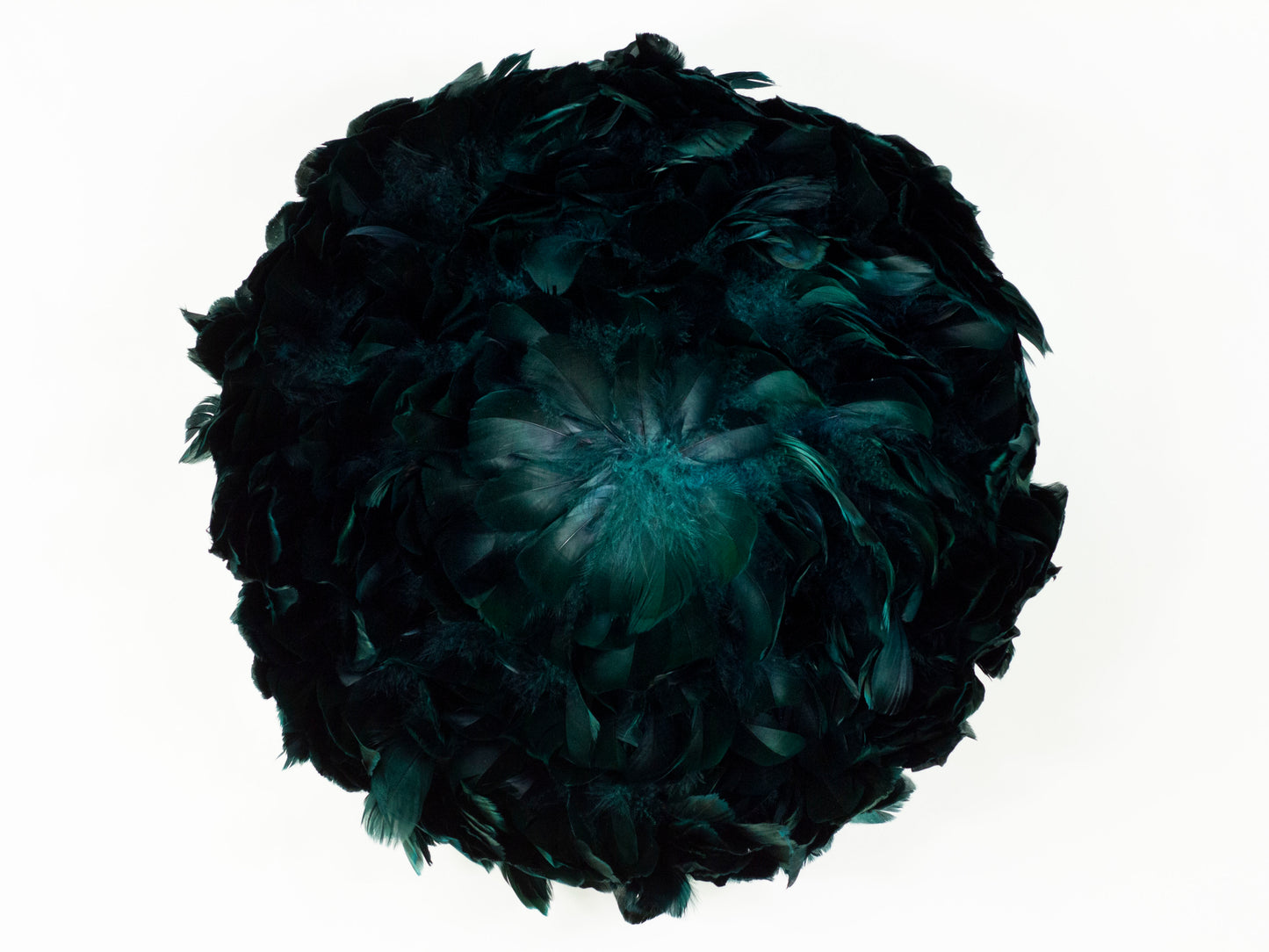 Juju Hat Nagoire Feather Wall Art 16 inch Wood Base   24-26 inch DIA --Teal