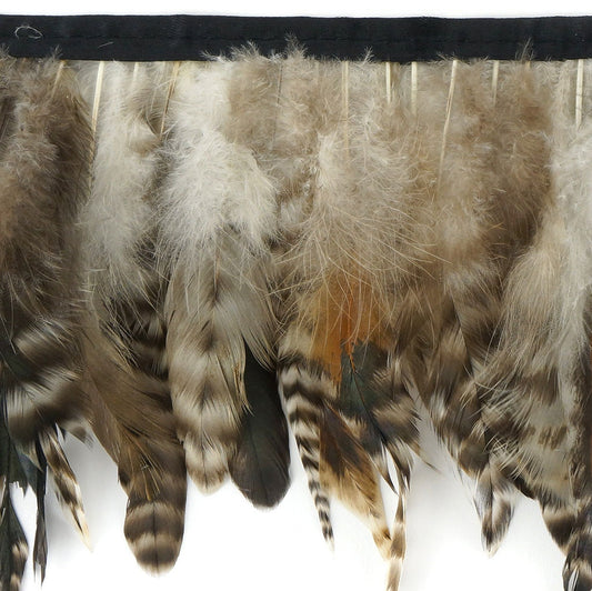 Grey Striped Schlappen Fringe Dyed Natural - Feathers