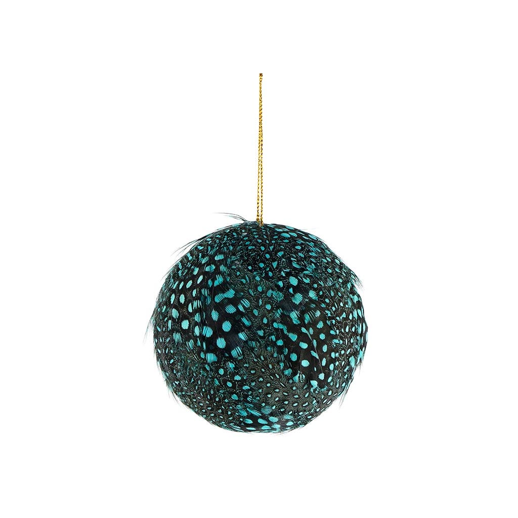 Guinea Feather Ornament - Dyed 3’’ ball Light Turquoise - Feathers