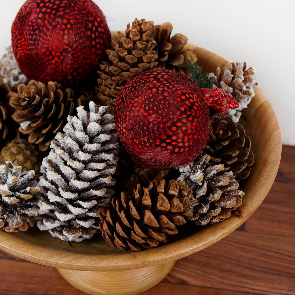 Guinea Feather Ornament - Dyed 3’’ ball Red - Feathers