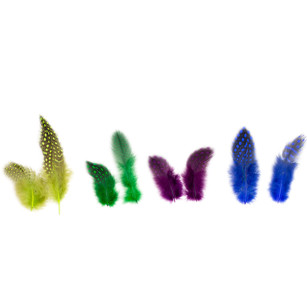 Guinea Hen - Plumage Feathers 1-4’’ - Mix Dyed Cool Colors - Feathers