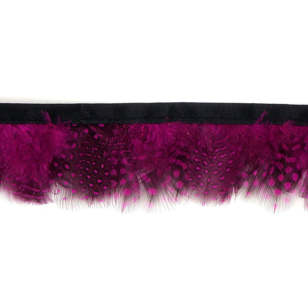 Guinea Plumage Feather Fringe - Very Berry - Feathers