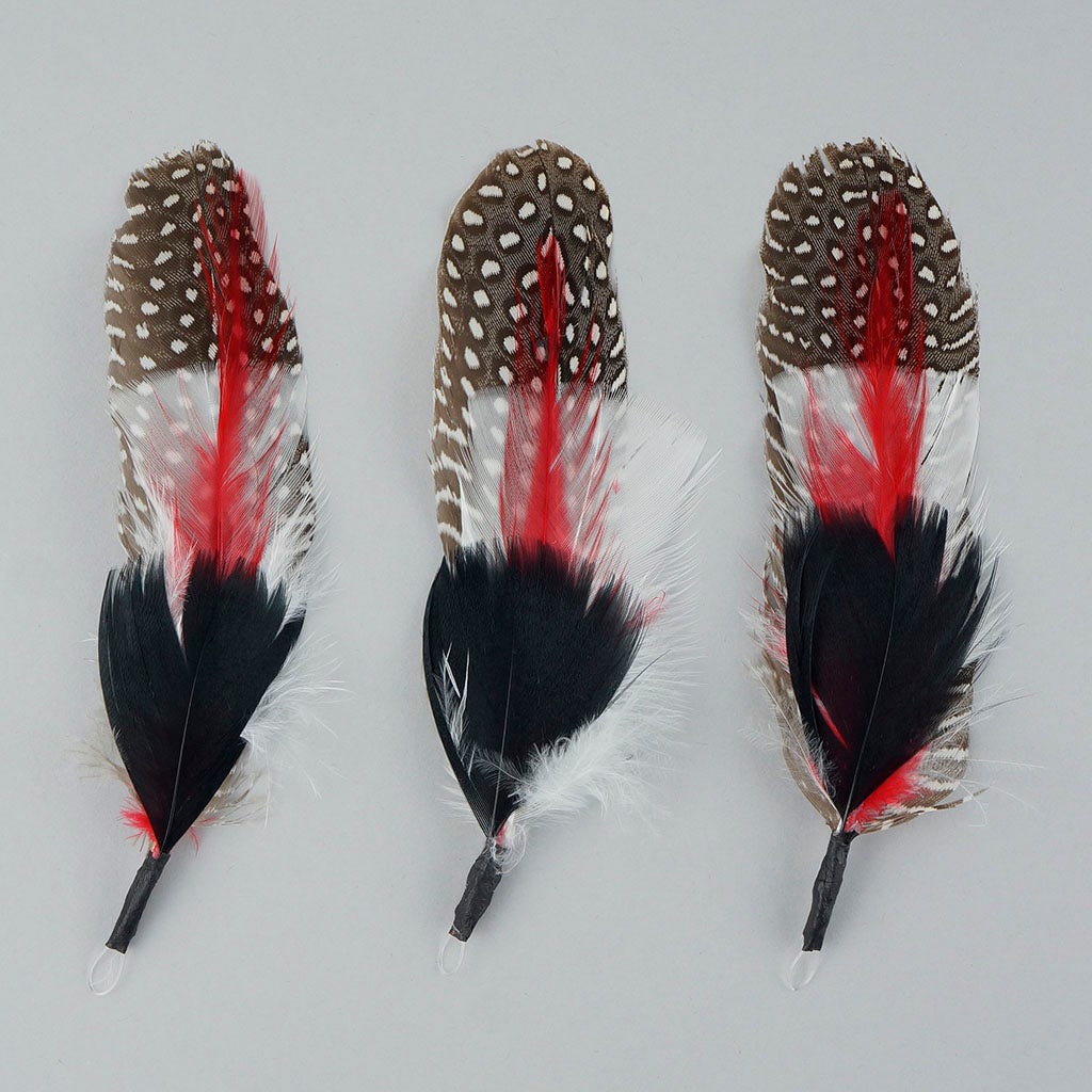 Guinea Rooster Turkey Feather Hat Trims - Black - Red - White - Natural - Feathers