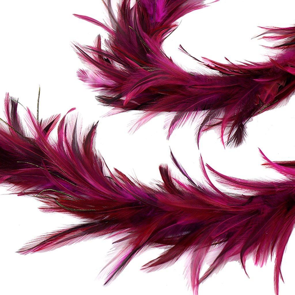 Hackle Feather Garland 2YD - Shocking Pink - Feathers