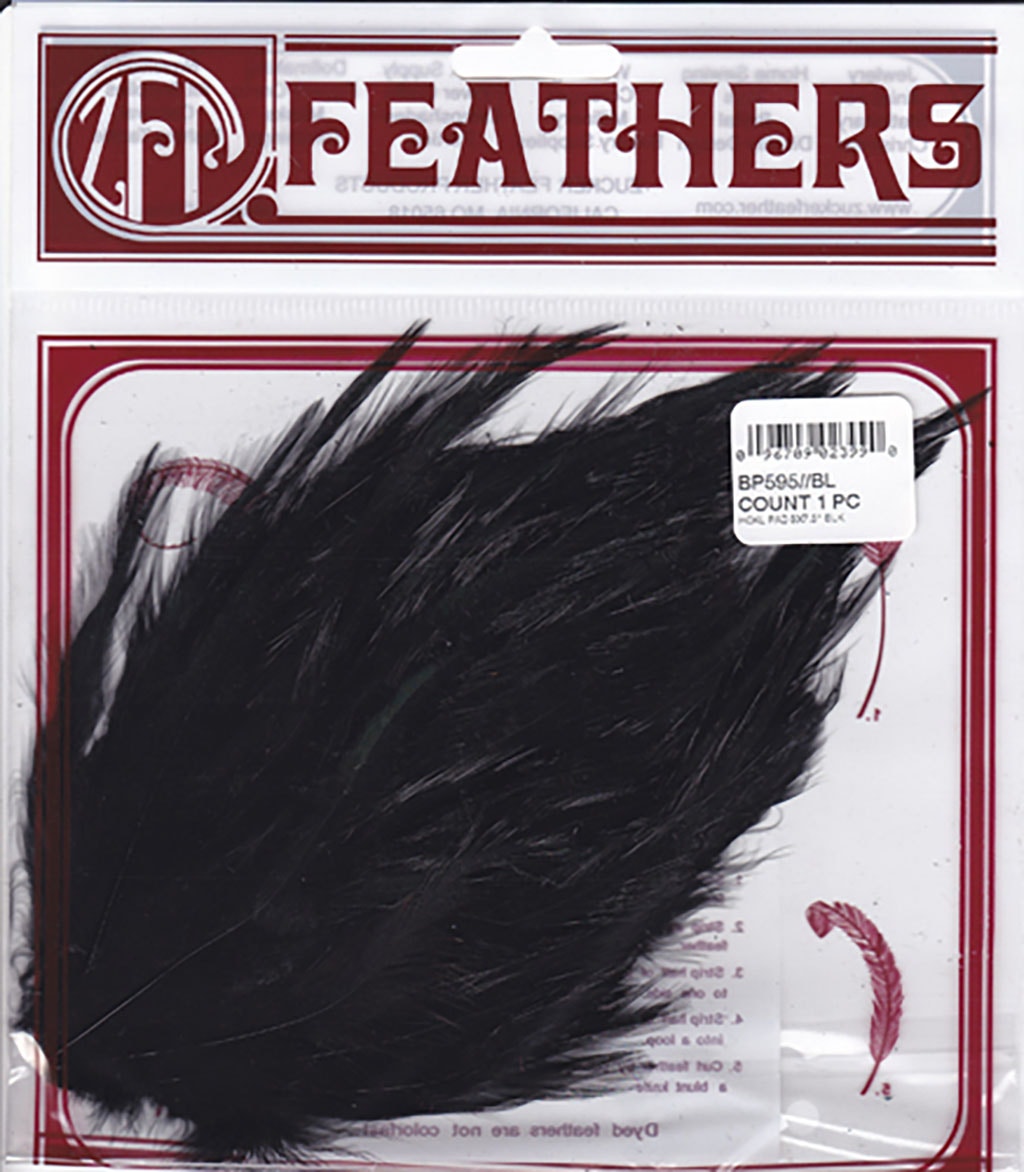 Hackle Feather Pad Dyed - Black - Feathers