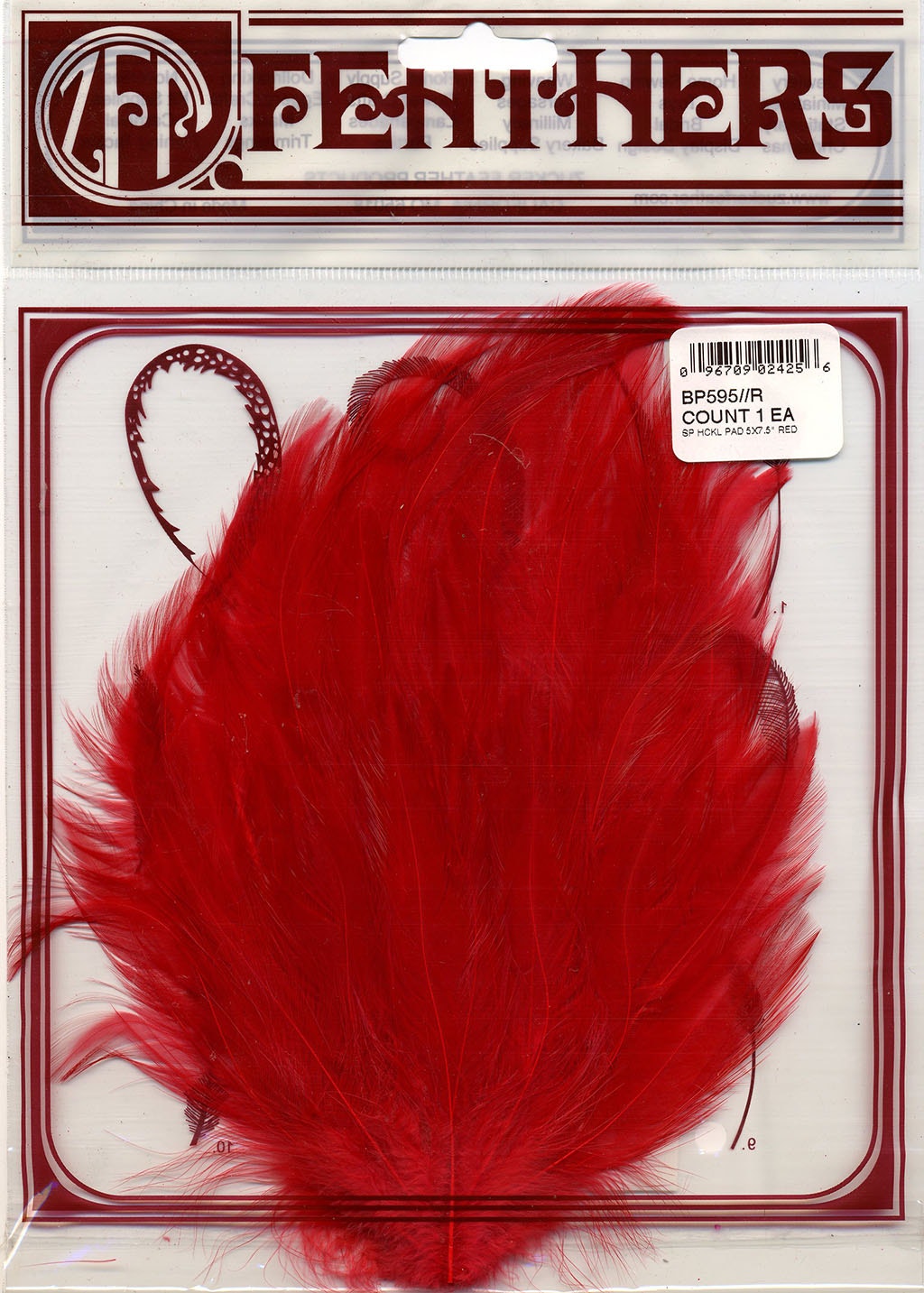 Hackle Feather Pad Dyed - Red - Feathers