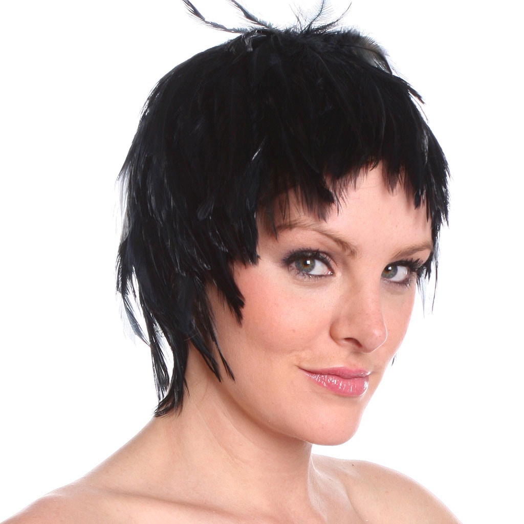 Hackle Feather Wig-Solid - Black - Feathers