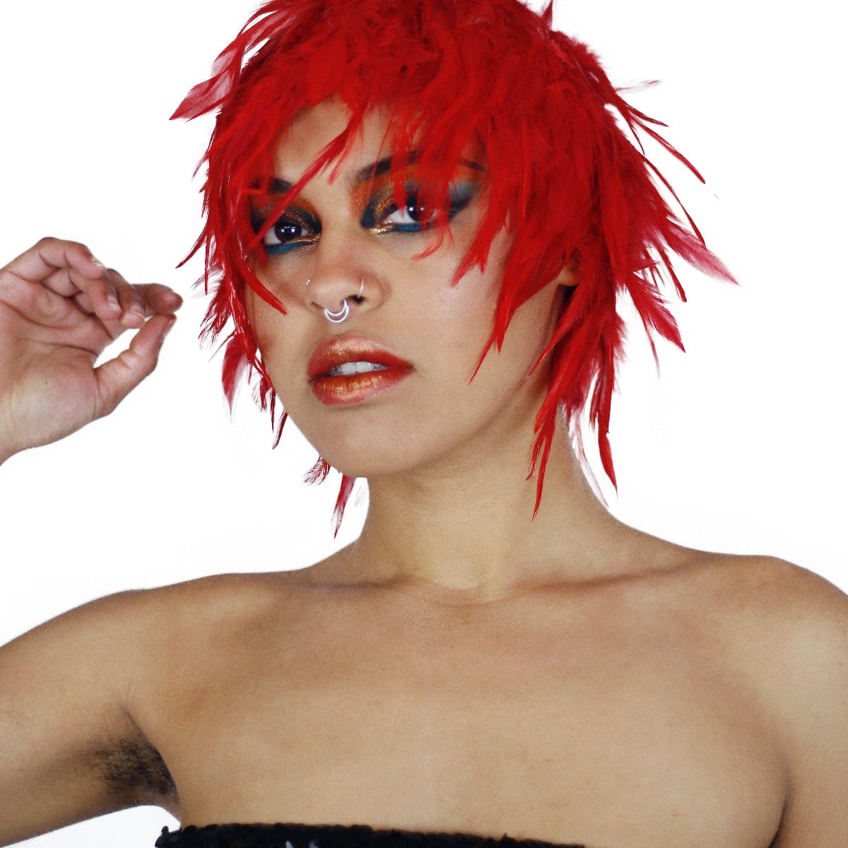 Hackle Feather Wig-Solid - Red - Feathers