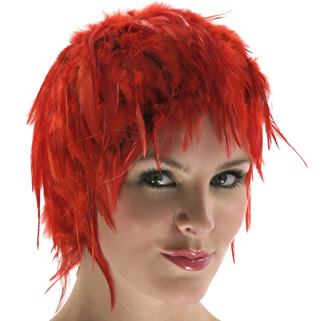 Hackle Feather Wig-Solid - Red - Feathers