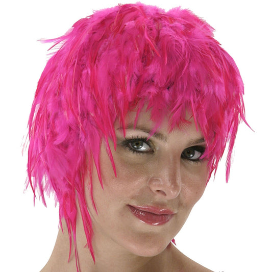 Hackle Feather Wig-Solid - Shocking Pink - Feathers