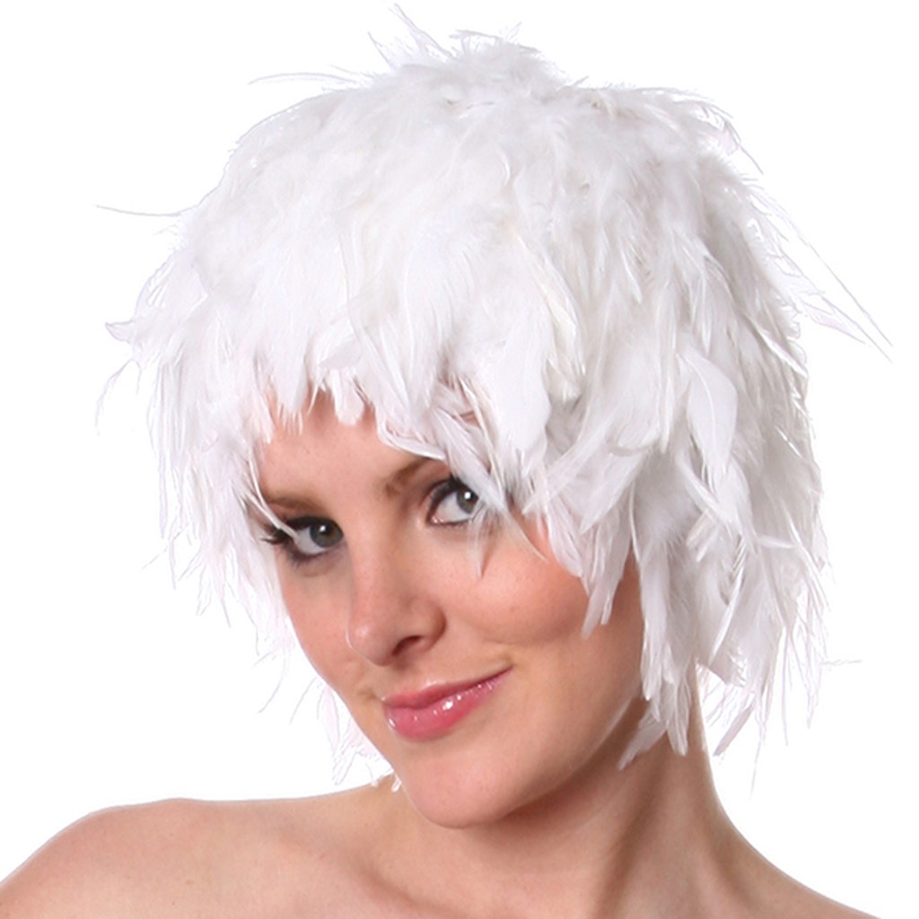 Hackle Feather Wig-Solid - White - Feathers