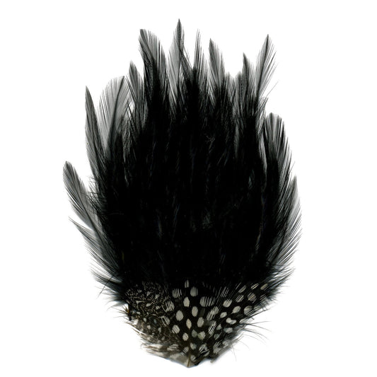 Hackle-Guinea Small Feather Pad - Black Natural - Feathers