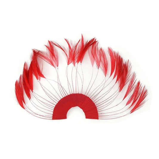 Hackle Plate Trims with Beads - Red - Feathers