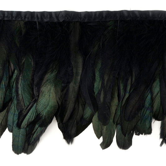 Half Bronze-Irid Coque Fringe - Black/Iridescent - Feathers