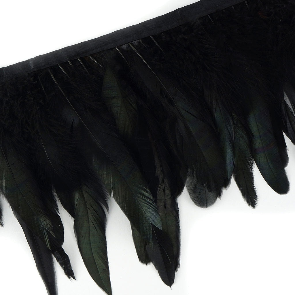 Half Bronze-Irid Schlappen Fringe Dyed Black Irid - Feathers