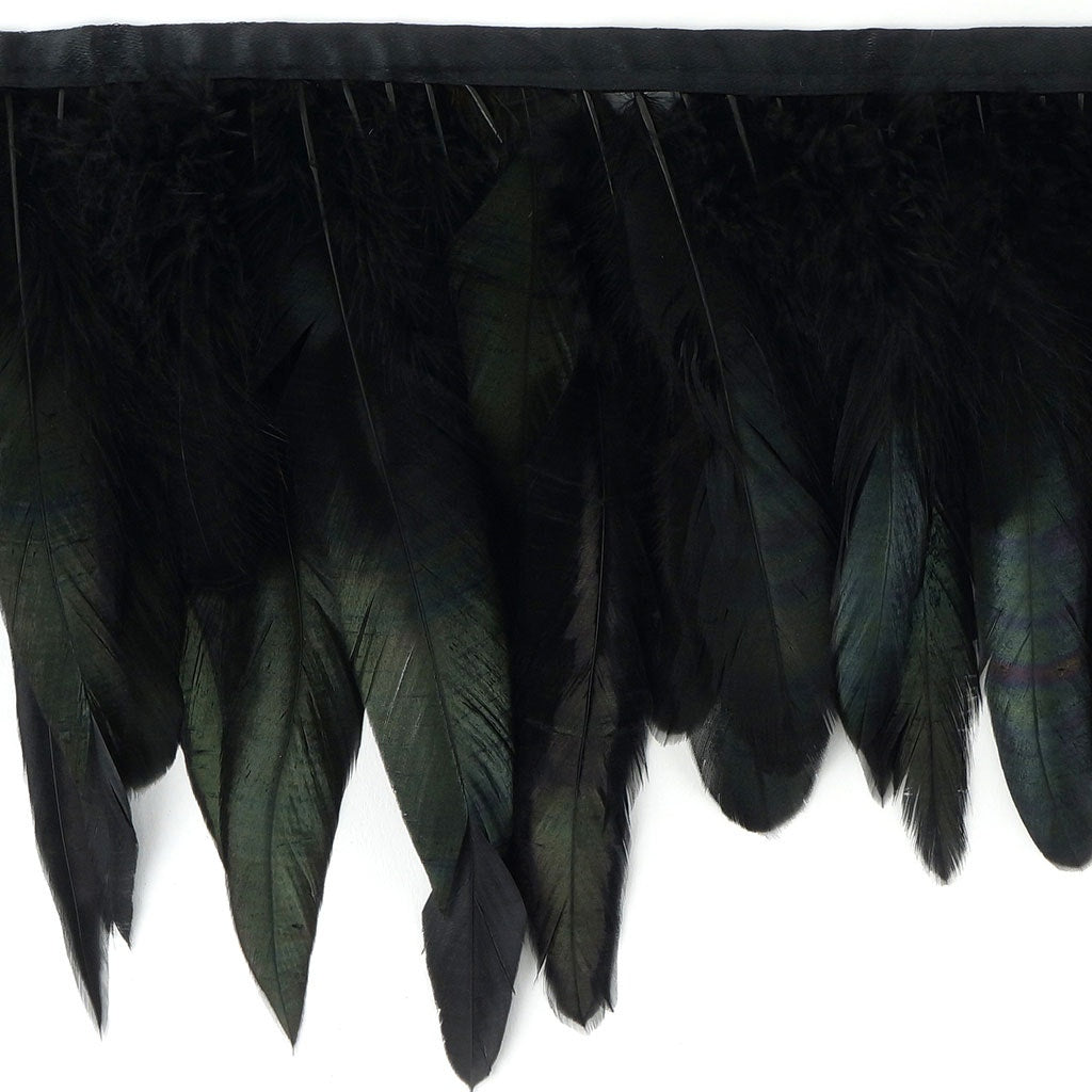 Half Bronze-Irid Schlappen Fringe Dyed Black Irid - Feathers