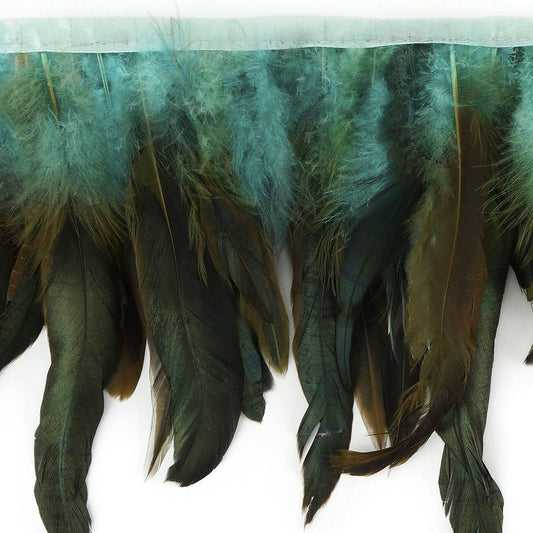 Half Bronze-Irid Schlappen Fringe Dyed Dark Aqua - Feathers