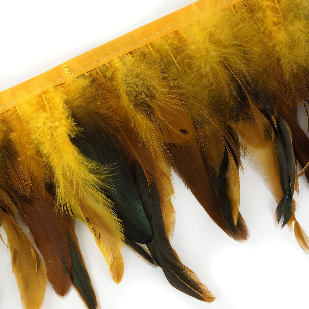 Half Bronze-Irid Schlappen Fringe Dyed Gold - Feathers