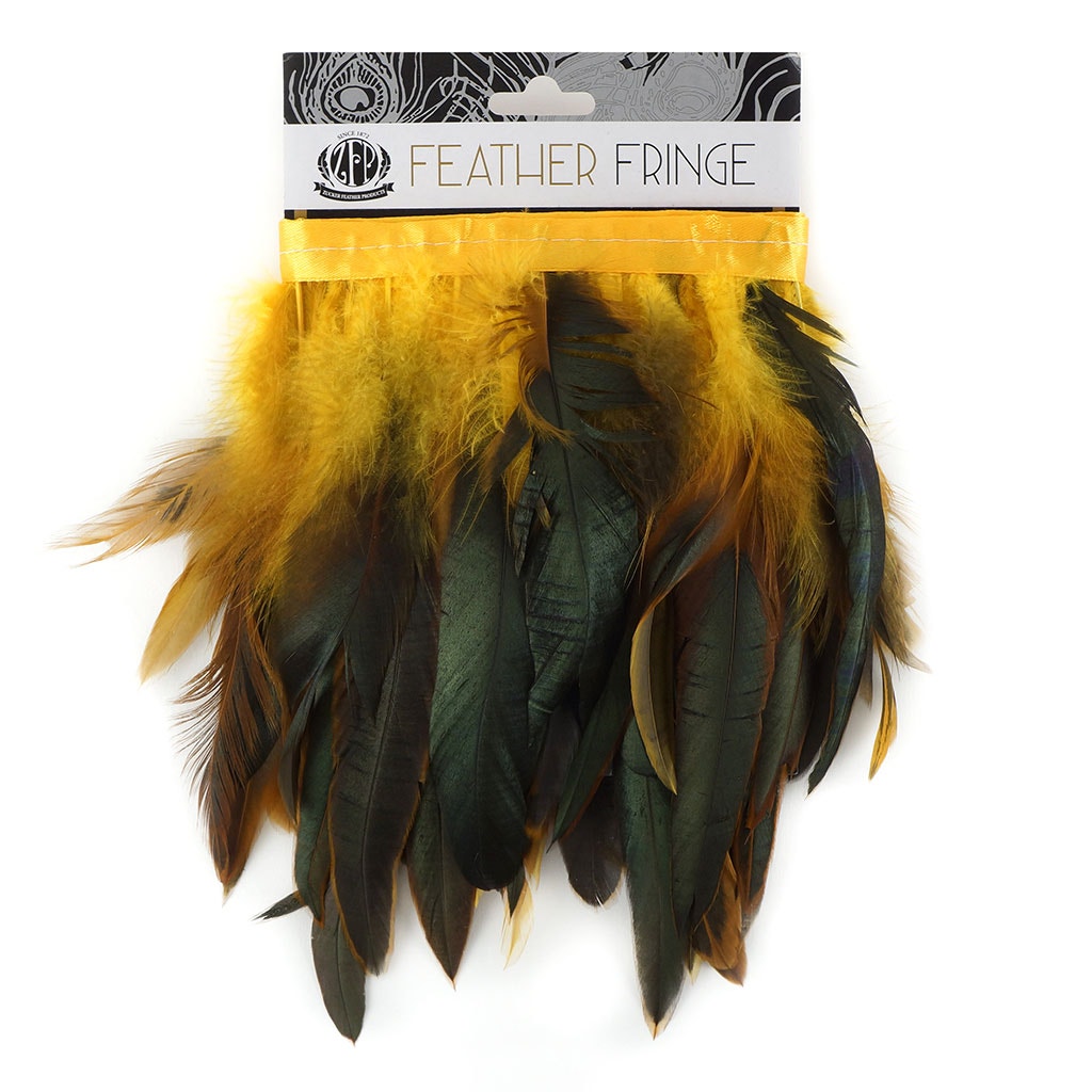 Half Bronze-Irid Schlappen Fringe Dyed Gold - Feathers