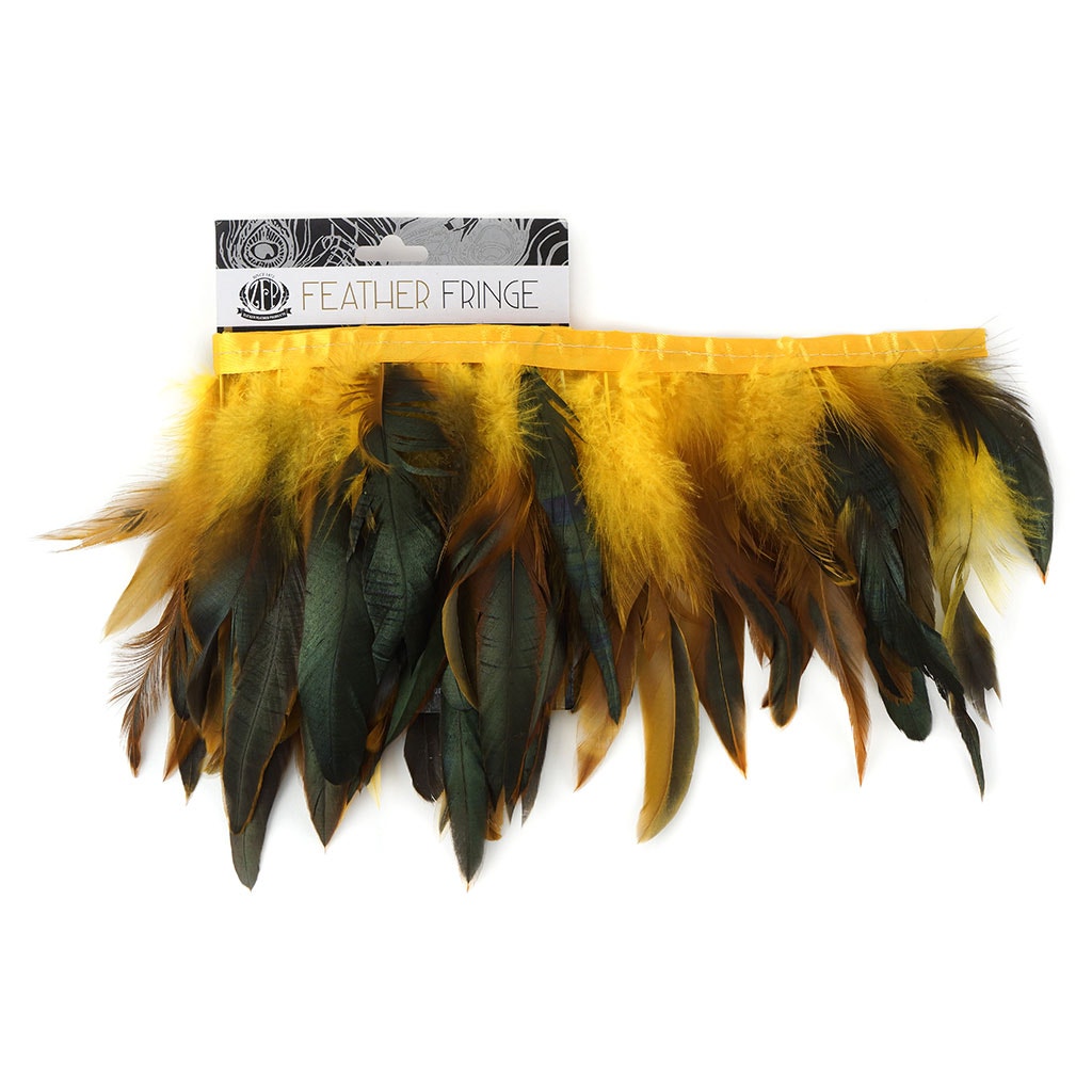 Half Bronze-Irid Schlappen Fringe Dyed Gold - Feathers