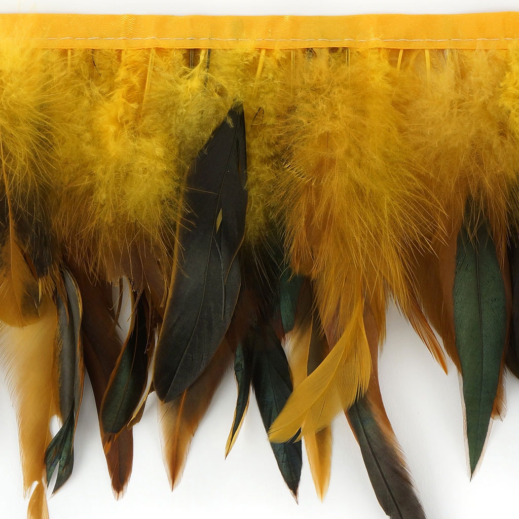 Half Bronze-Irid Schlappen Fringe Dyed Gold - Feathers