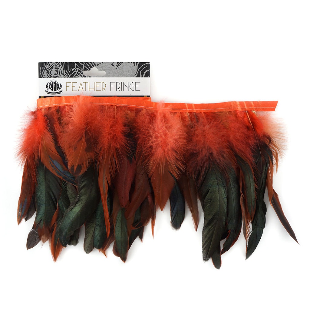 Half Bronze-Irid Schlappen Fringe Dyed Hot Orange - Feathers