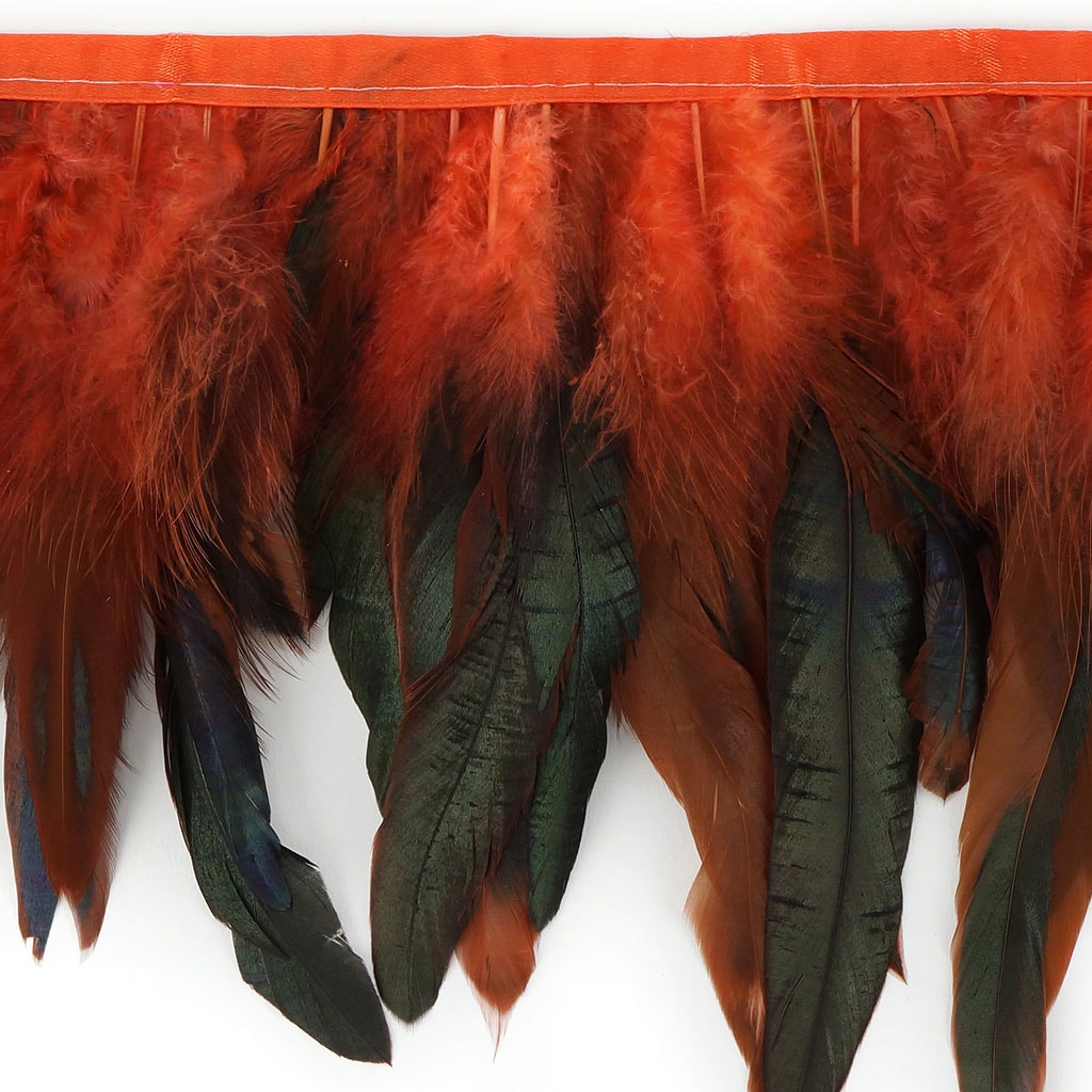 Half Bronze-Irid Schlappen Fringe Dyed Hot Orange - Feathers