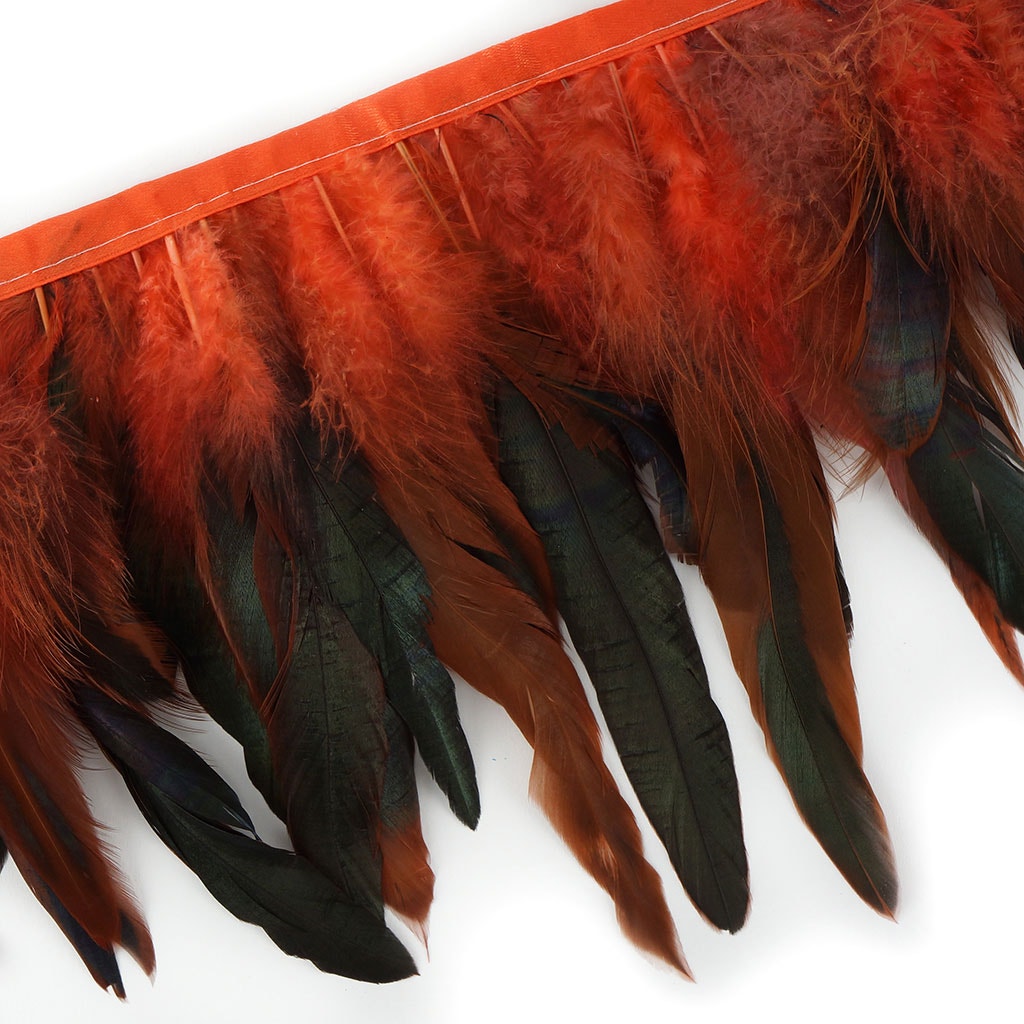 Half Bronze-Irid Schlappen Fringe Dyed Hot Orange - Feathers