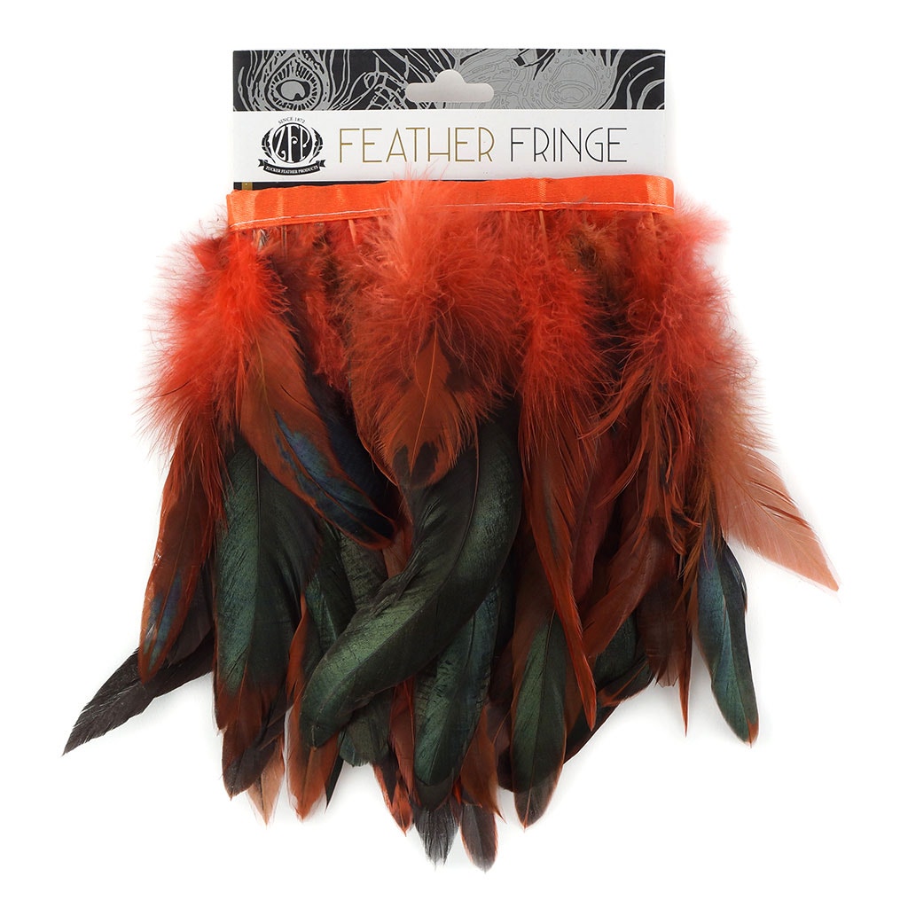 Half Bronze-Irid Schlappen Fringe Dyed Hot Orange - Feathers