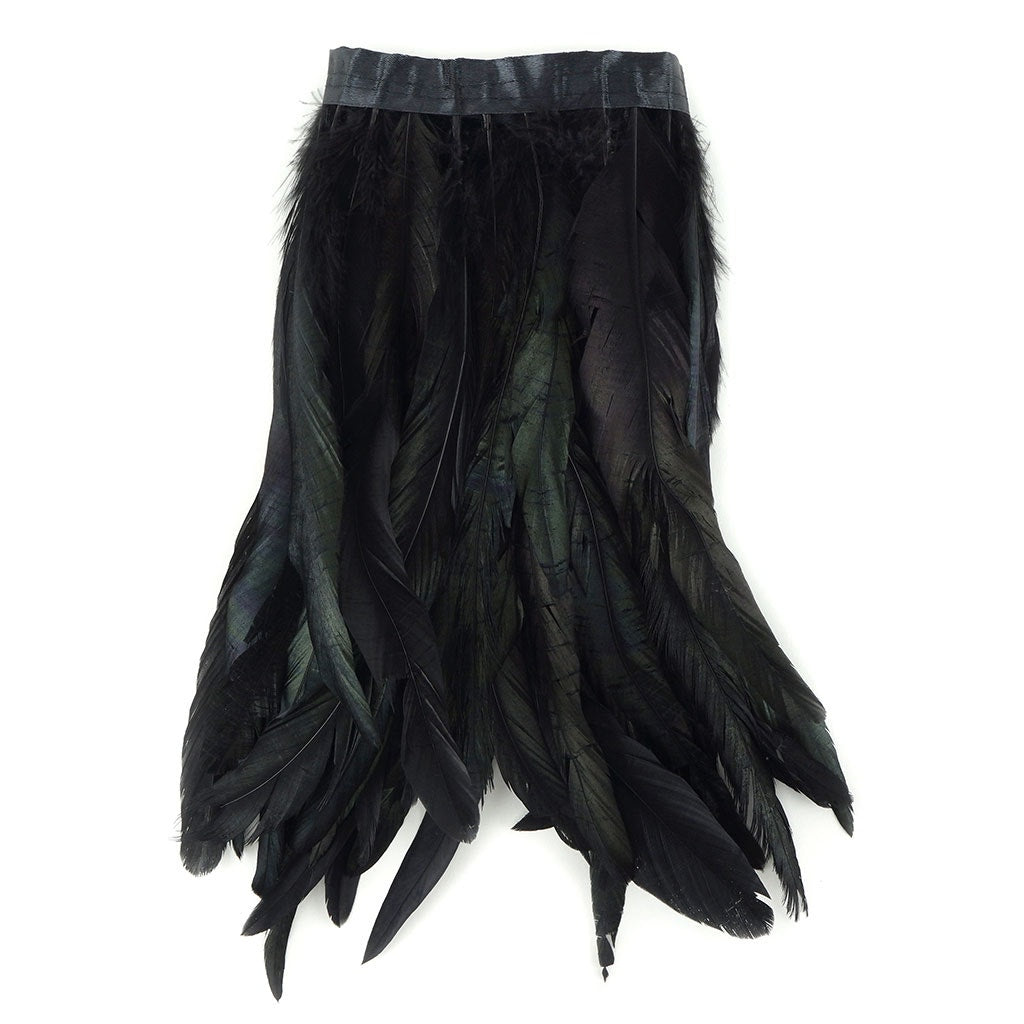 Half Bronze Rooster Coque Feather Fringe - 10 - 12’’ - Black - Irid - Feathers