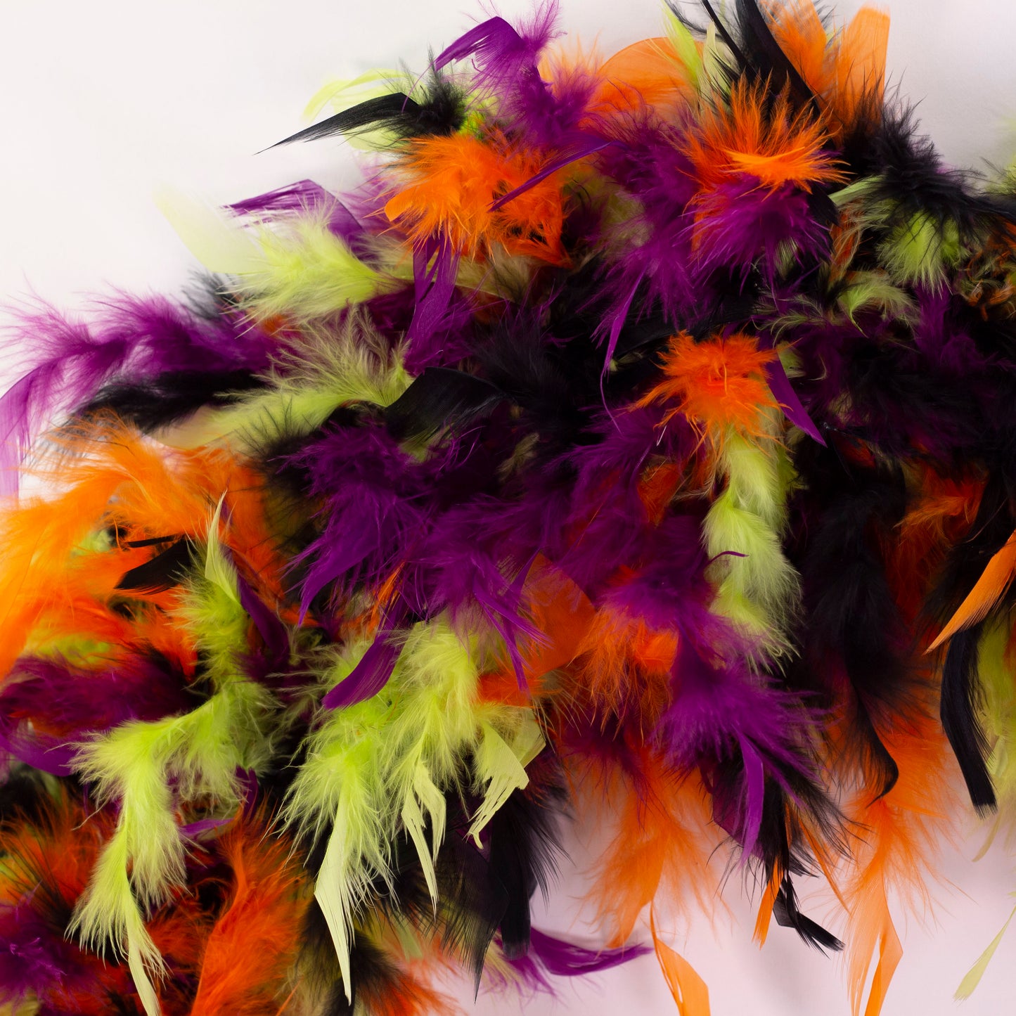 Halloween Wreath in Black, Lime, Orange & Purple Feathers