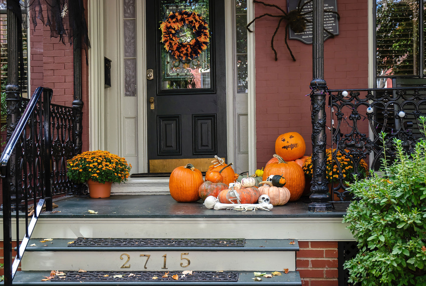 Orange and Black Halloween Wreath