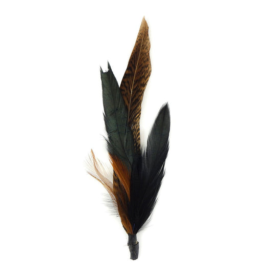 Hat Feather Trim With Golden Pheasant - Black Natural - Feathers