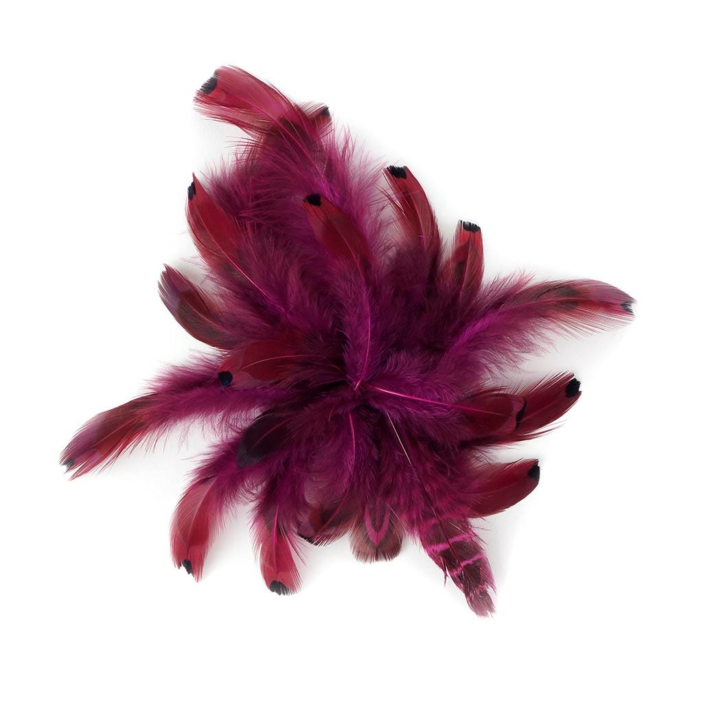 Heart Pheasant Plumage Dyed - Very Berry - Feathers