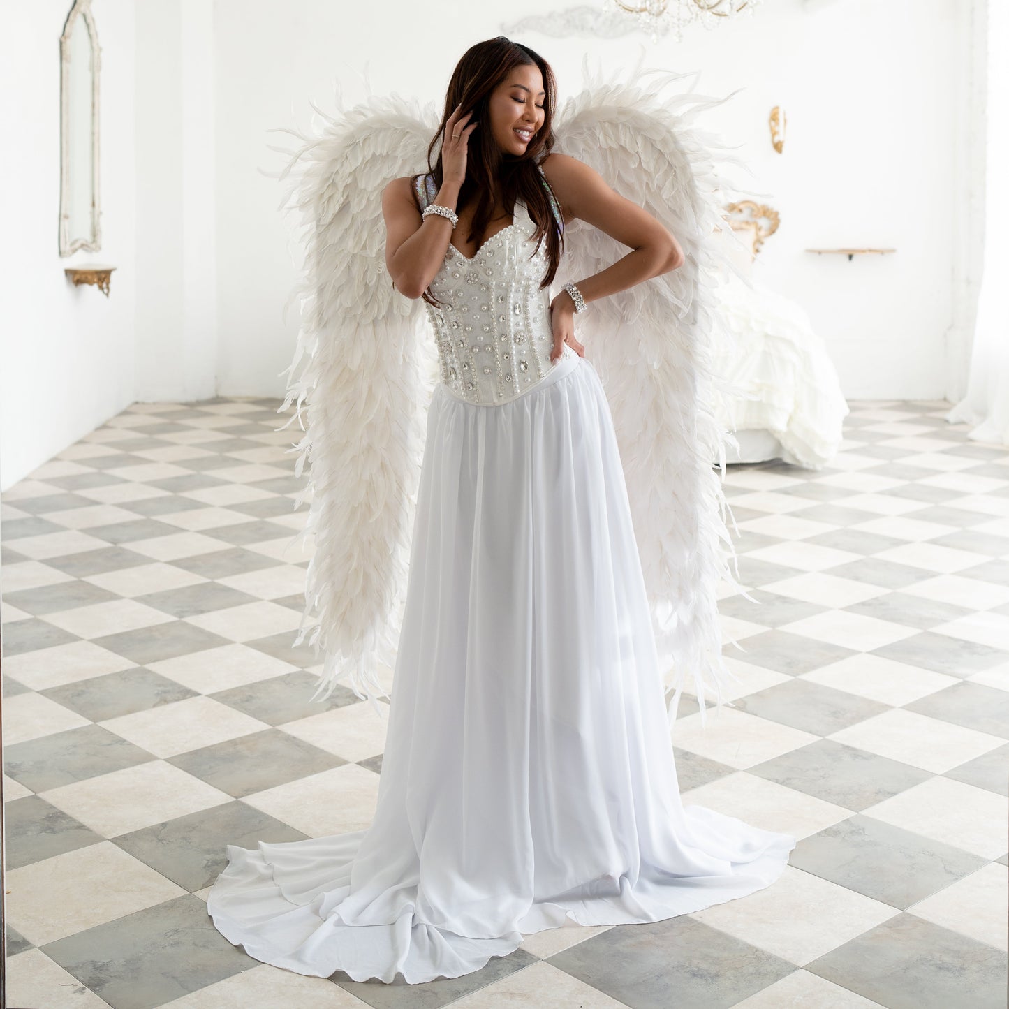 Huge White Angel Wings