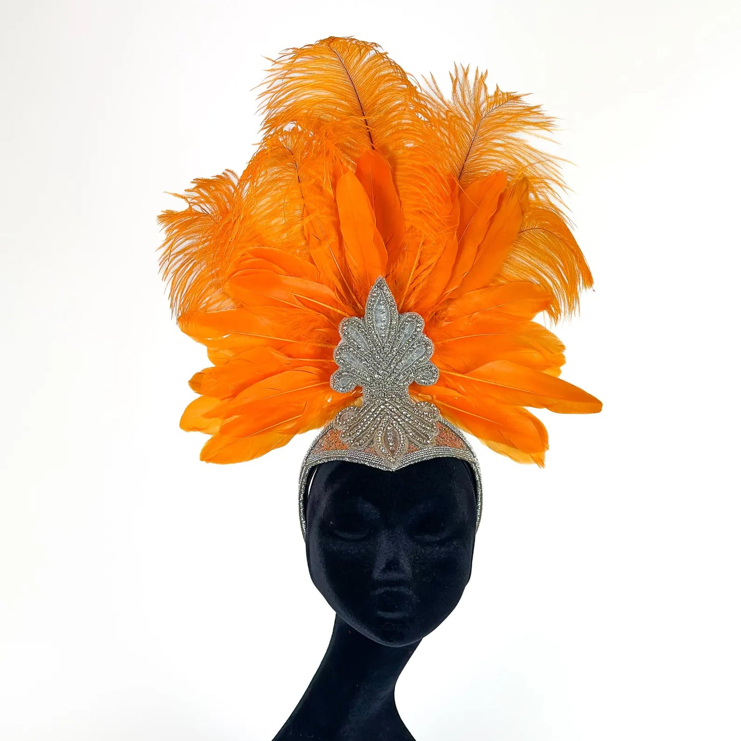 Ginger Showgirl Mango Feather Headpiece