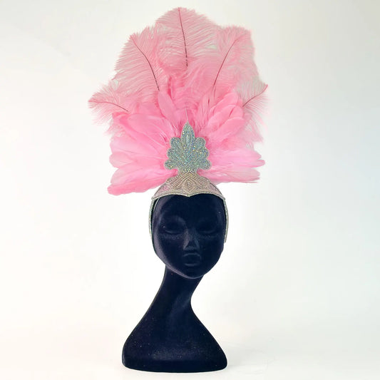 Ginger Candy Pink Showgirl Feather Headpiece