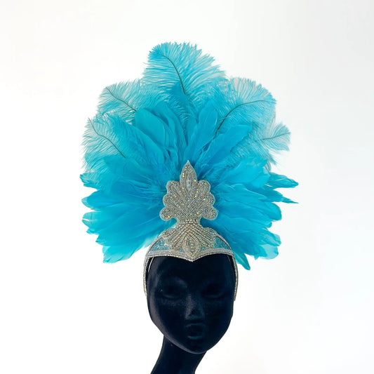 Ginger Light Turquoise Showgirl Feather Headpiece