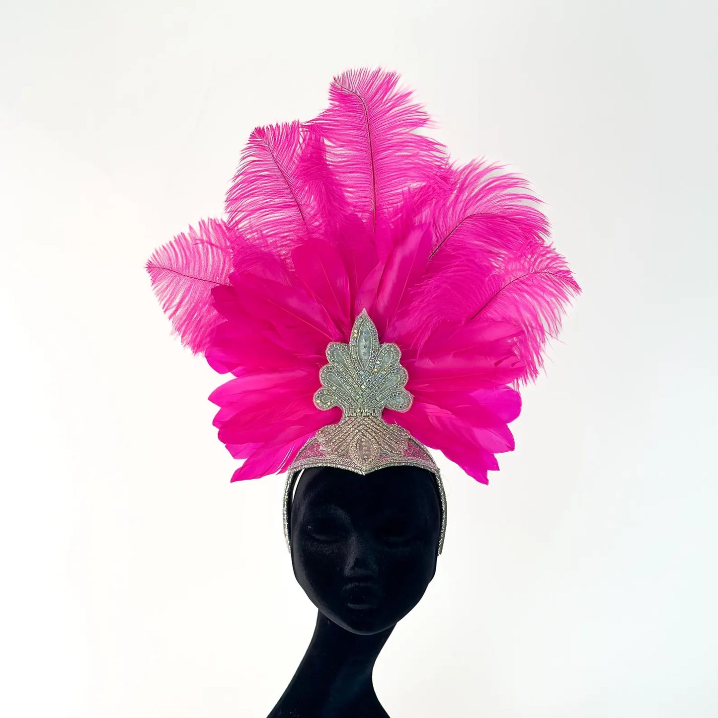 Ginger Shocking Pink Feather Showgirl Headpiece