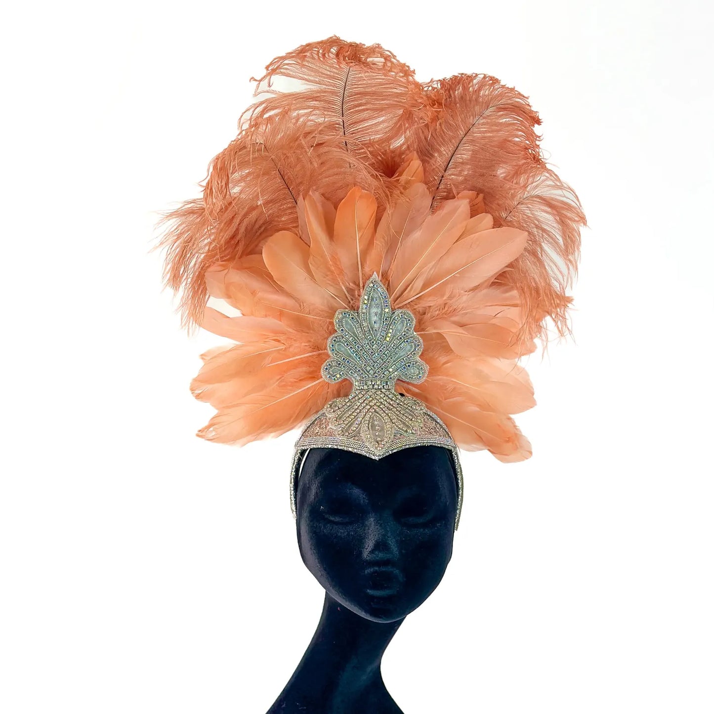 Ginger Cinnamon Feather Showgirl Headpiece