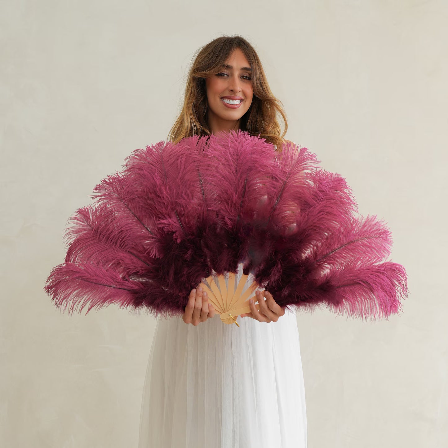 Burgundy Ostrich Fan with Marabou
