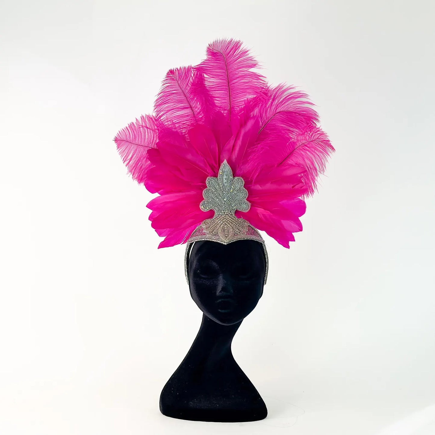 Ginger Shocking Pink Feather Showgirl Headpiece
