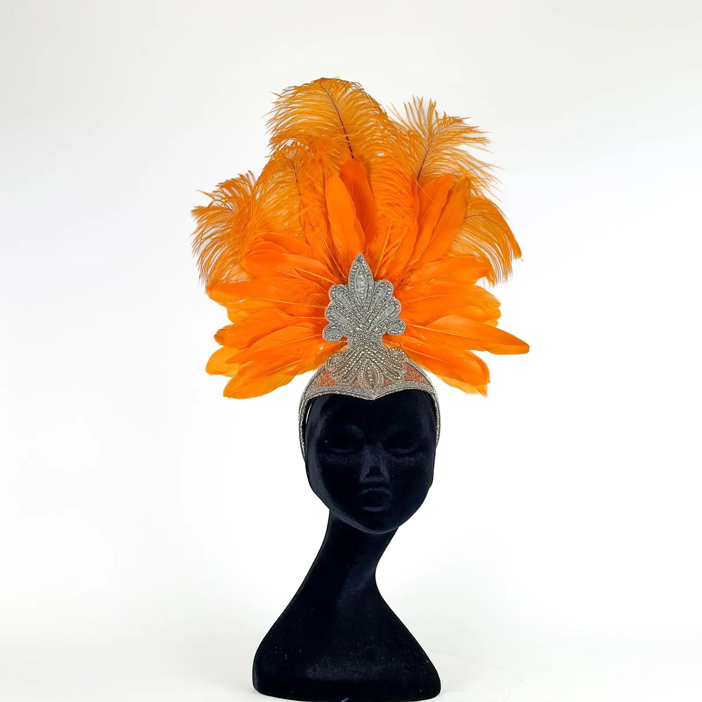 Ginger Showgirl Mango Feather Headpiece