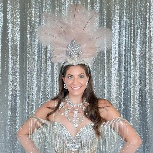 Ginger Champagne Showgirl Feather Headpiece