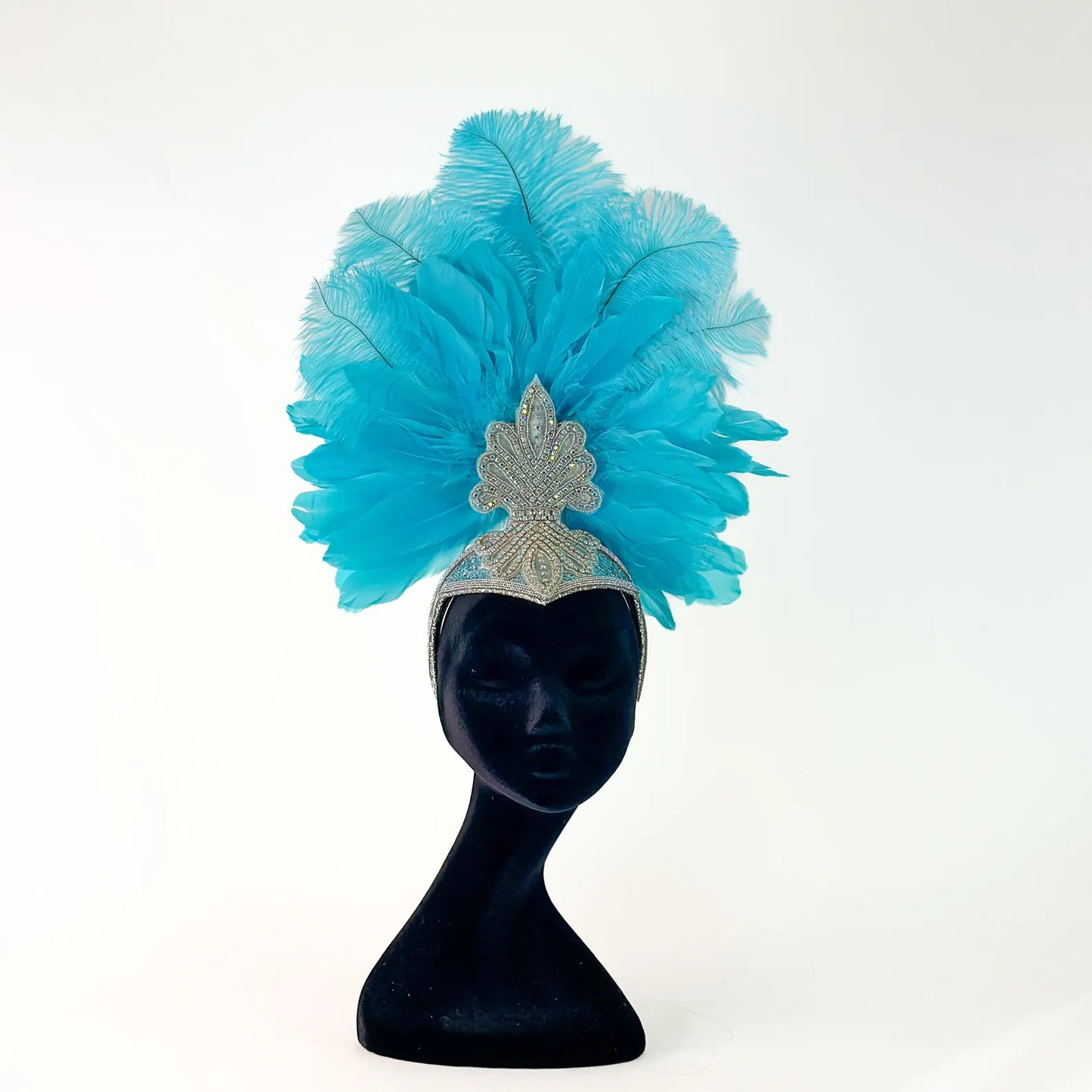 Ginger Light Turquoise Showgirl Feather Headpiece