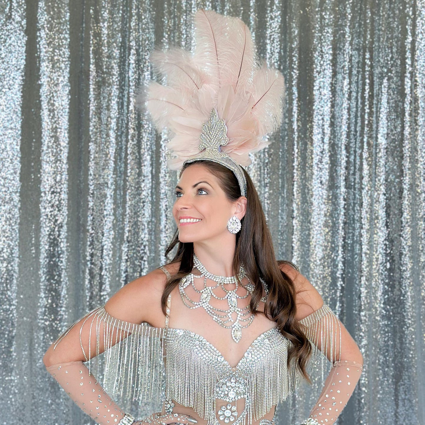 Ginger Champagne Showgirl Feather Headpiece