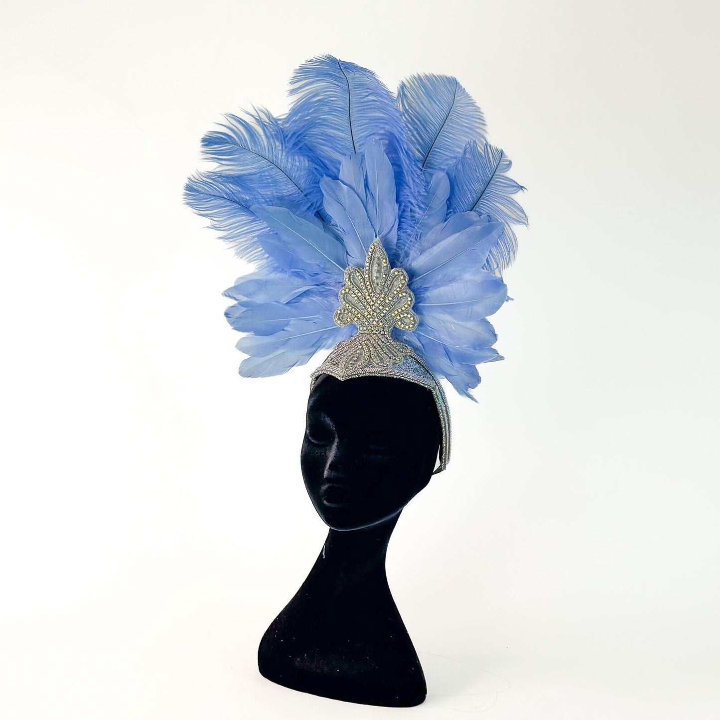 Ginger Sky Blue Showgirl Feather Headpiece